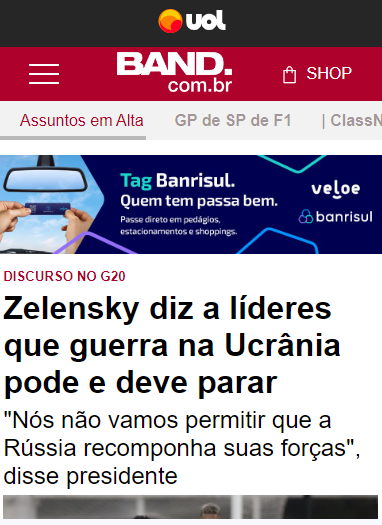 Projeto de clone do site de notícias da Band