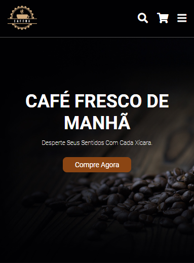 Landing page de uma cafeteria.